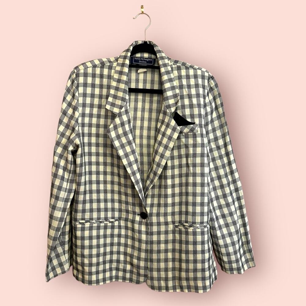 Vintage Norton McNaughton Petites Plaid Checkered 90s Blazer 10
